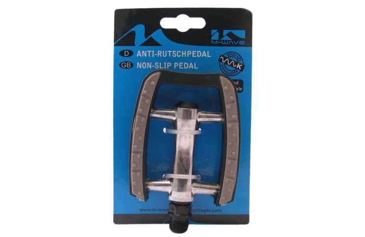 Pedaalset M-Wave aluminium met anti-slip en kogellagers - zilver