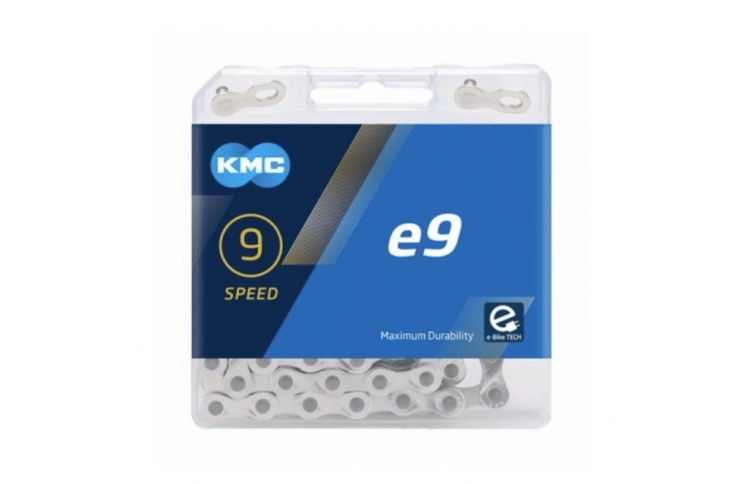 KMC e9 chain, 1/2x11/128, 9-speed mid motor e-bike chain