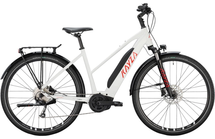 KAYZA Elektrische trekkingfiets Tanana Dry 4 28"/45cm-S/9/sneeuwwit - rood/02705499