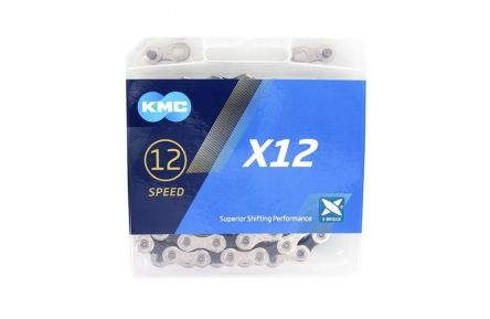 KMC X12 ketting, zilver/zwart 1/2x11/128, 126L,12-speed