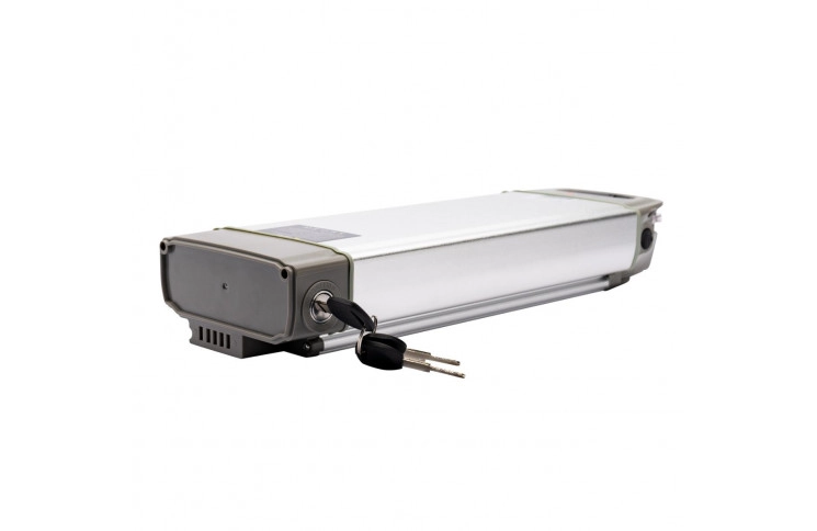 E-bikez, Flowbike TL-36V13Ah-LS 36V 13Ah 468W Silver Rear Rack Bicycle Battery with New Charger
