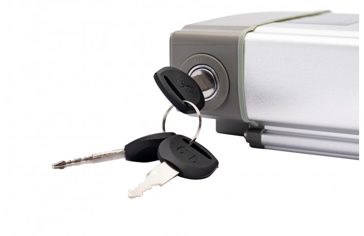 E-bikez, Flowbike TL-36V13Ah-LS 36V 13Ah 468W Silver Rear Rack Bicycle Battery with New Charger