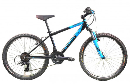 Transportfiets B'Twin Rockrider 26" XS zwart en blauw