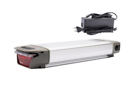 E-bikez, Flowbike TL-36V13Ah-LS bagagedrager fietsaccu 36V 13Ah (468Wh) zilver incl. nieuwe lader