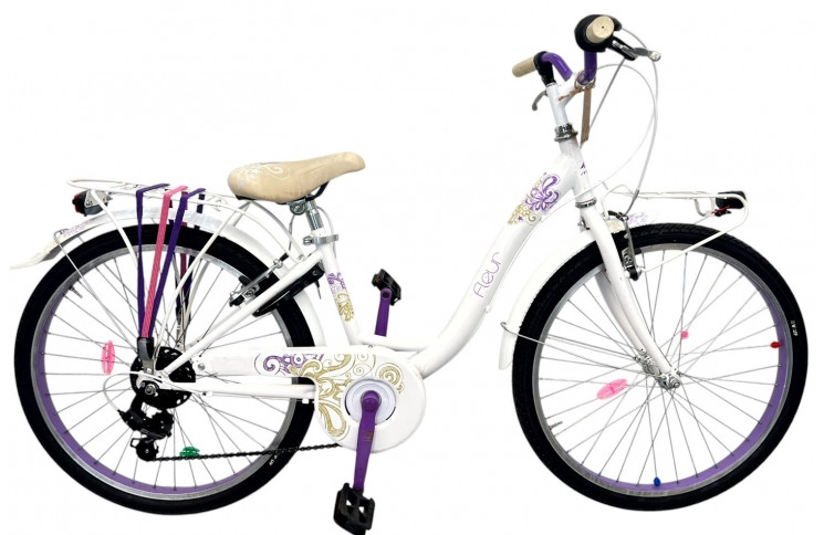Meisjesfiets Fleur M/al/Wit/24/stad/f34