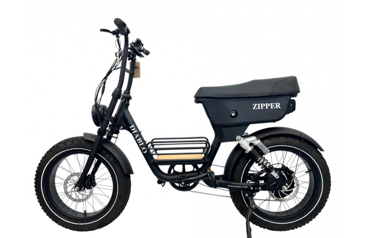 DIABLO E-BIKE, ZIPPER, 7SP SHIMANO, MATT BLACK, REAR SUSPENSION, 1000462 ACCU (15 Ah,48V,720 Wh)