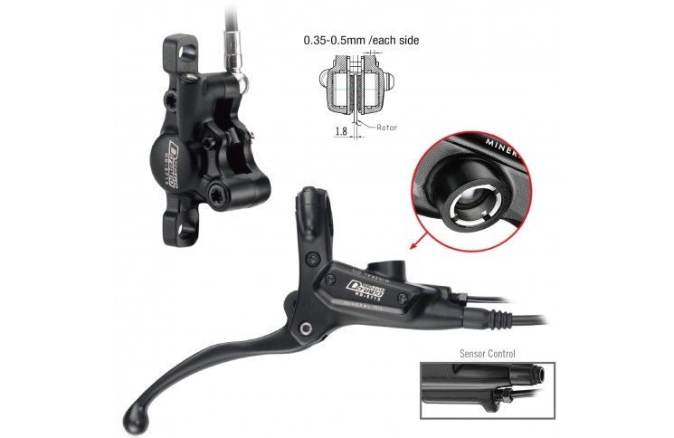 Hydraulic disc brake set Tektro HD-E715 Dorado with brake sensor for e-bike - right with 1800 mm hose - black