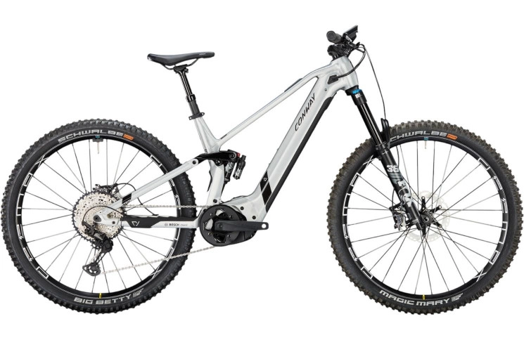 CONWAY Elektrische MTB Full-Suspension Xyron S 5.9 29"/43cm-M/12/aluminium raw mat - zwart metallic/02827103