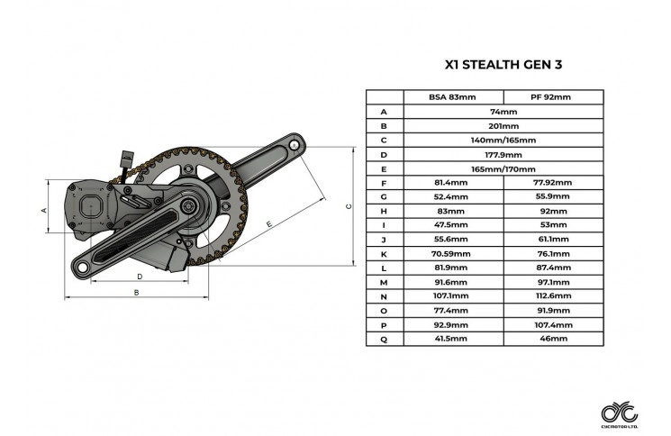 CYC X1 Stealth Gen 3 middenmotor ombouwset